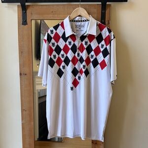 Tattoo Golf Argyle Cool Stretch Golf Polo Size XL